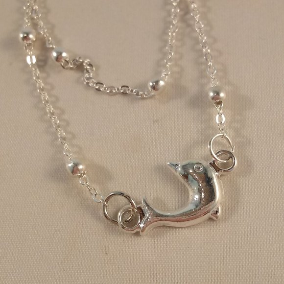 Silver Plated Dolphin layered Chain Ball Bead Ankle Bracelet Women's Party Gift - Picture 4 of 6